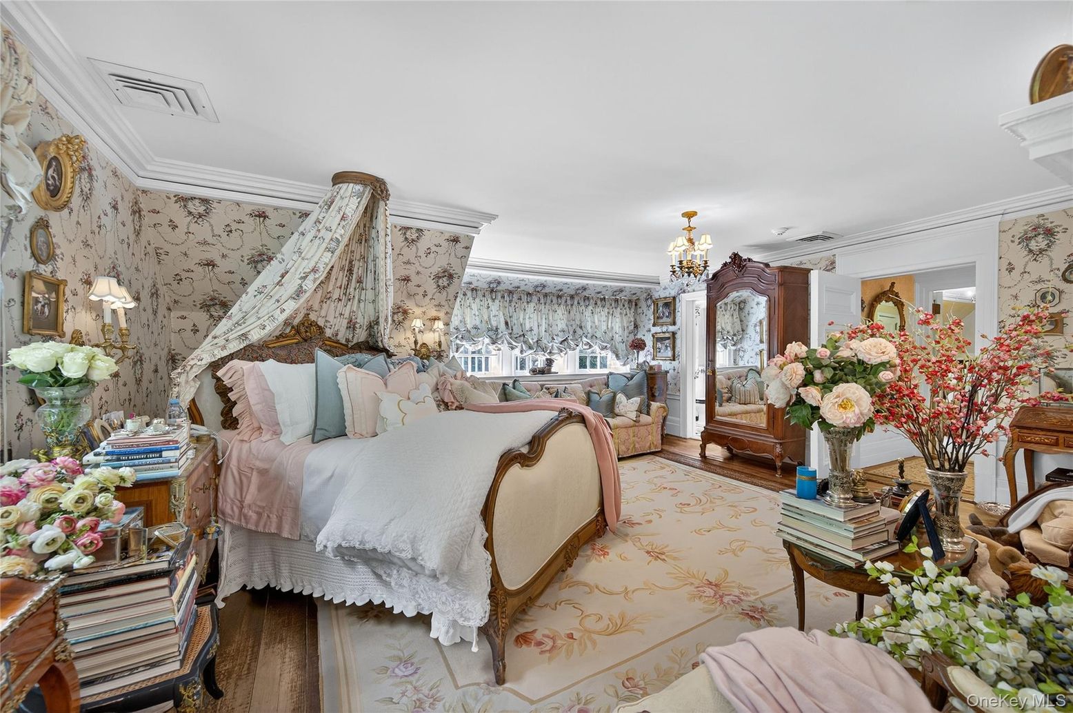 Bedroom, Chandelier, Interior, Wood Texture Flooring