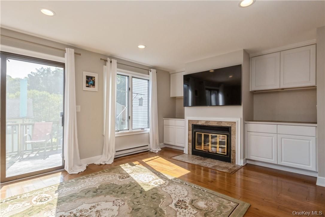 Empty room, Fireplace, Interior, Recessed Lighting, Wood Texture Flooring