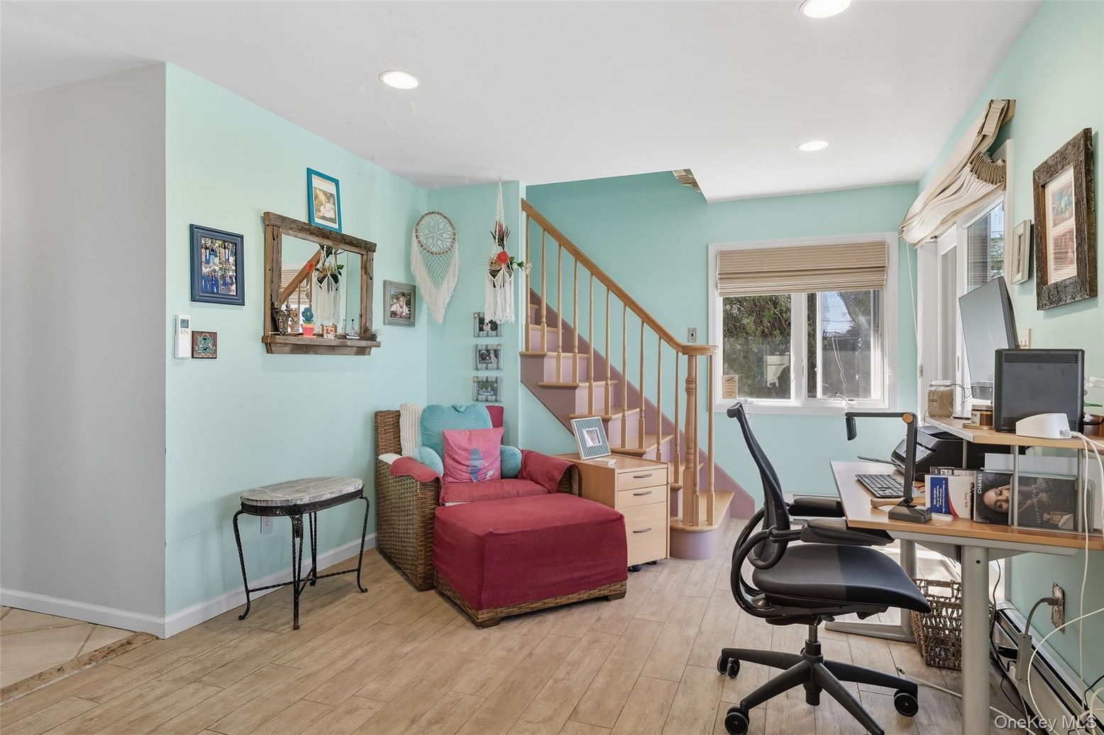 Home Office, Interior, Recessed Lighting, Wood Texture Flooring