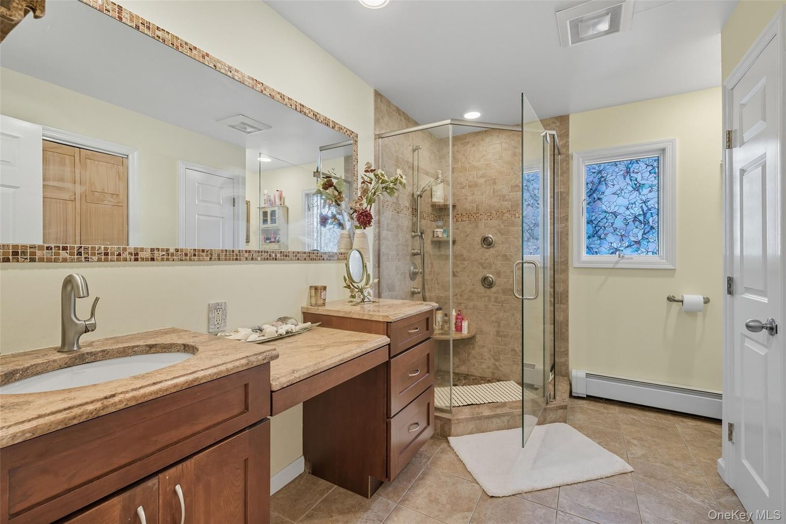 Bathroom, Dual Sink Vanities, Glass Shower, Interior, Recessed Lighting