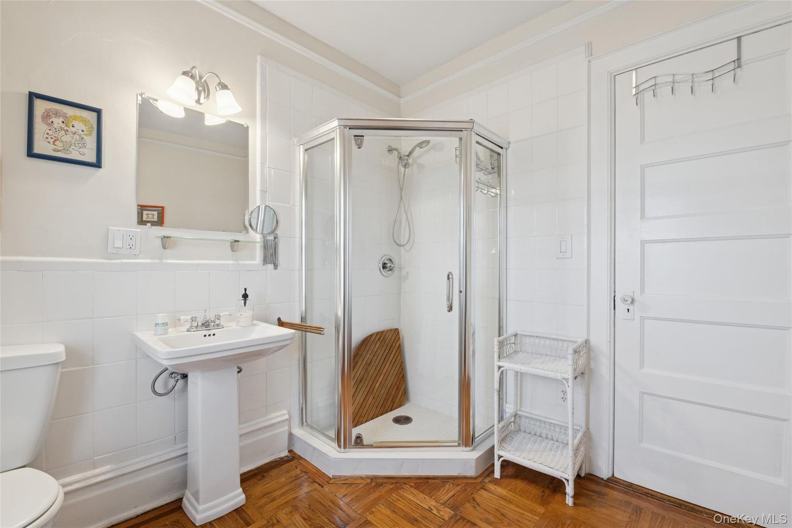 Bathroom, Glass Shower, Interior, Wood Texture Flooring