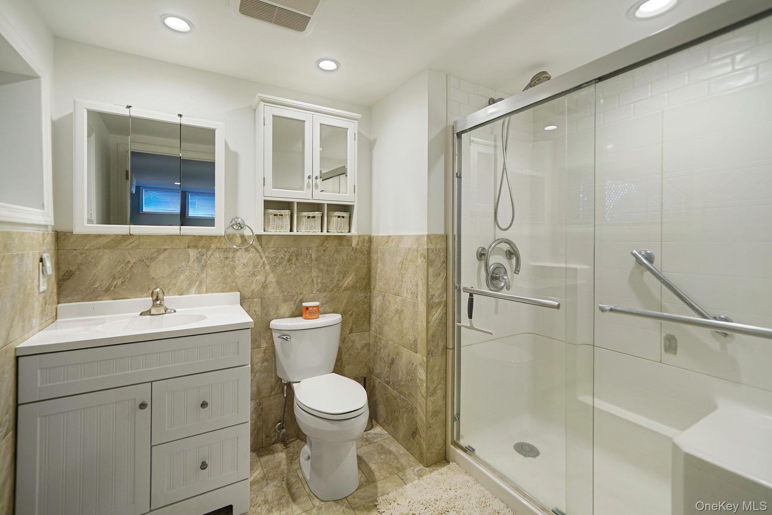Bathroom, Glass Shower, Interior, Recessed Lighting