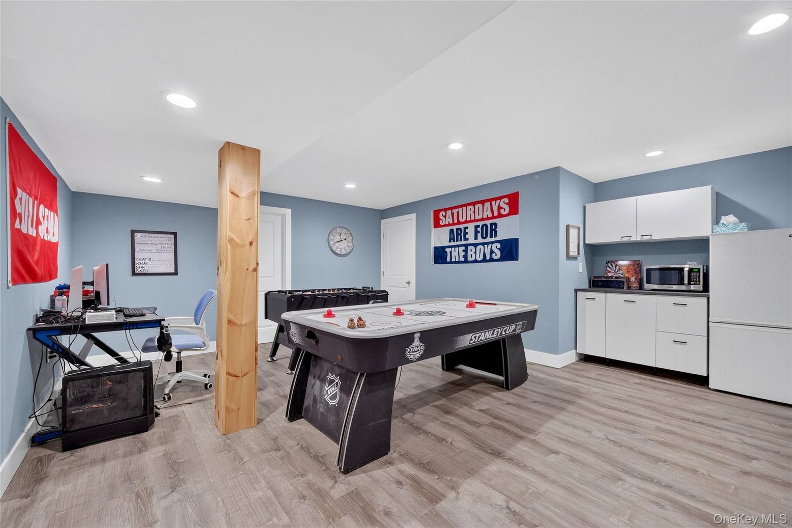 Game Room, Interior, Recessed Lighting, Wood Texture Flooring