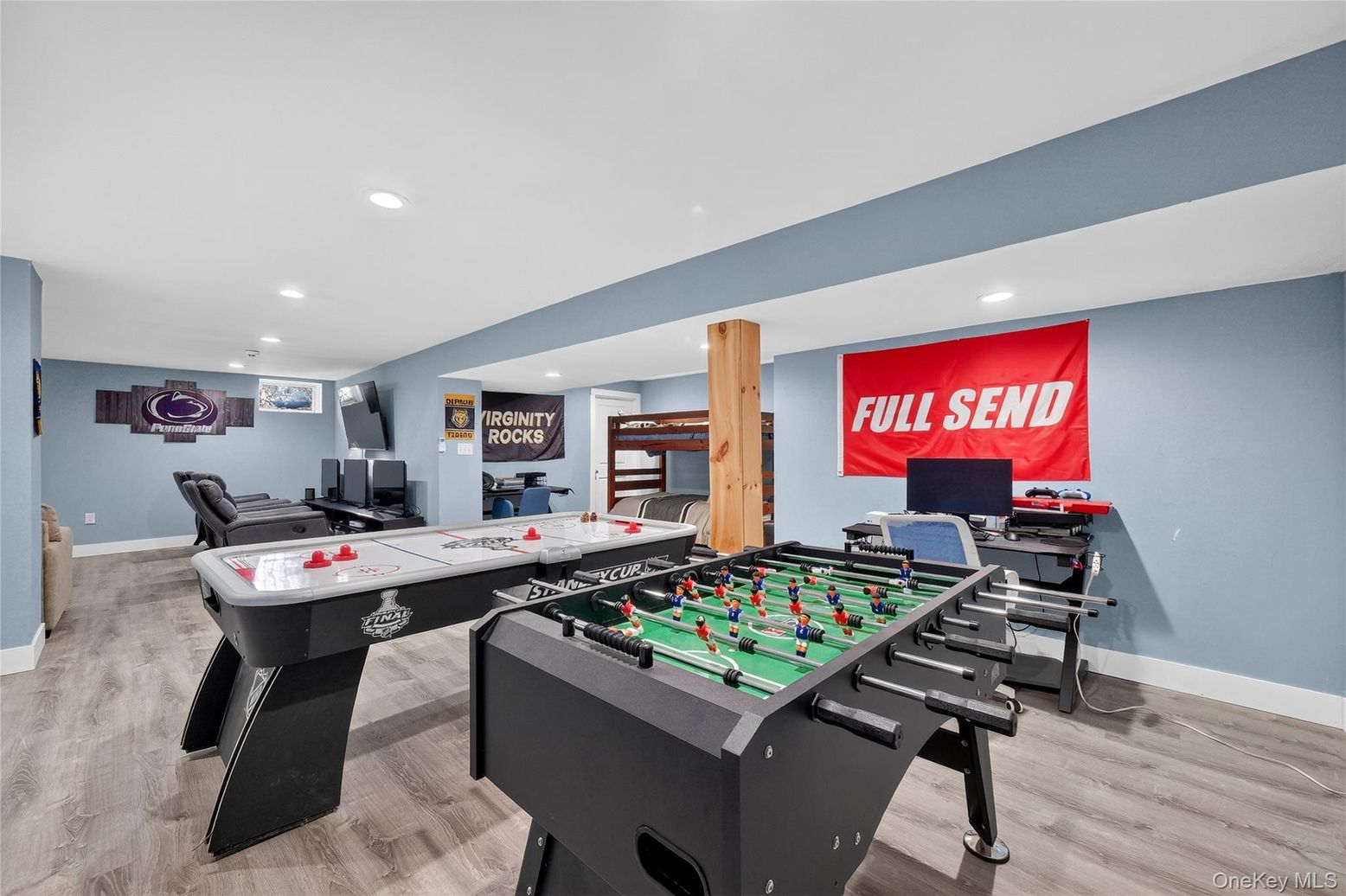 Game Room, Interior, Recessed Lighting, Wood Texture Flooring