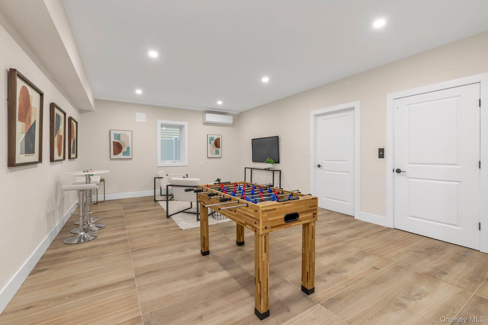 Game Room, Interior, Recessed Lighting, Wood Texture Flooring