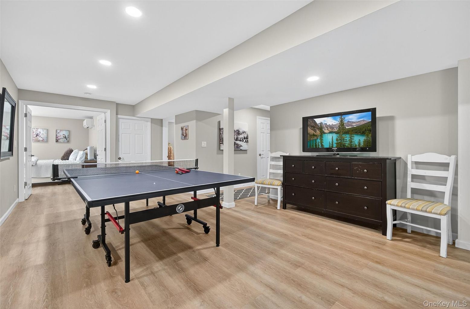 Game Room, Interior, Recessed Lighting, Wood Texture Flooring