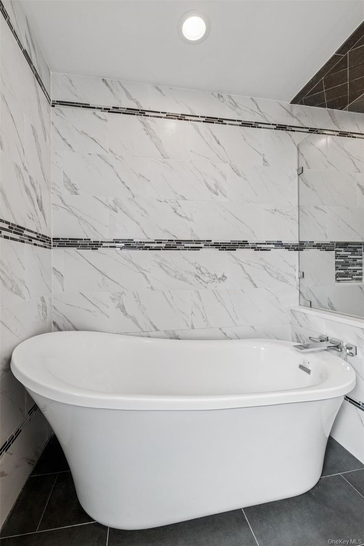 Bathroom, Free Standing Baths, Interior, Marble Walls, Recessed Lighting