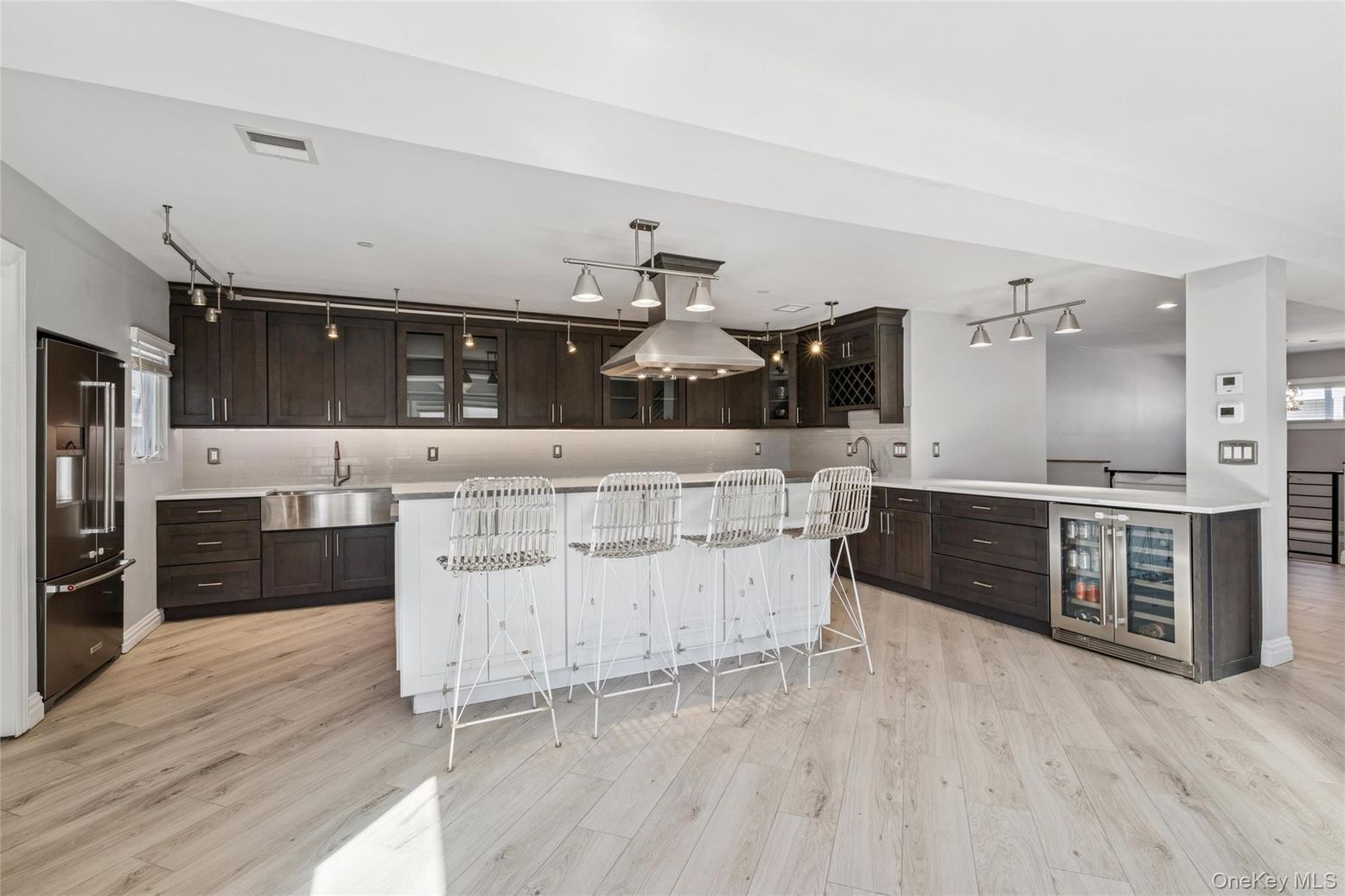Interior, Kitchen, Pendant Lights, Stainless Steel Appliances, Wood Texture Flooring