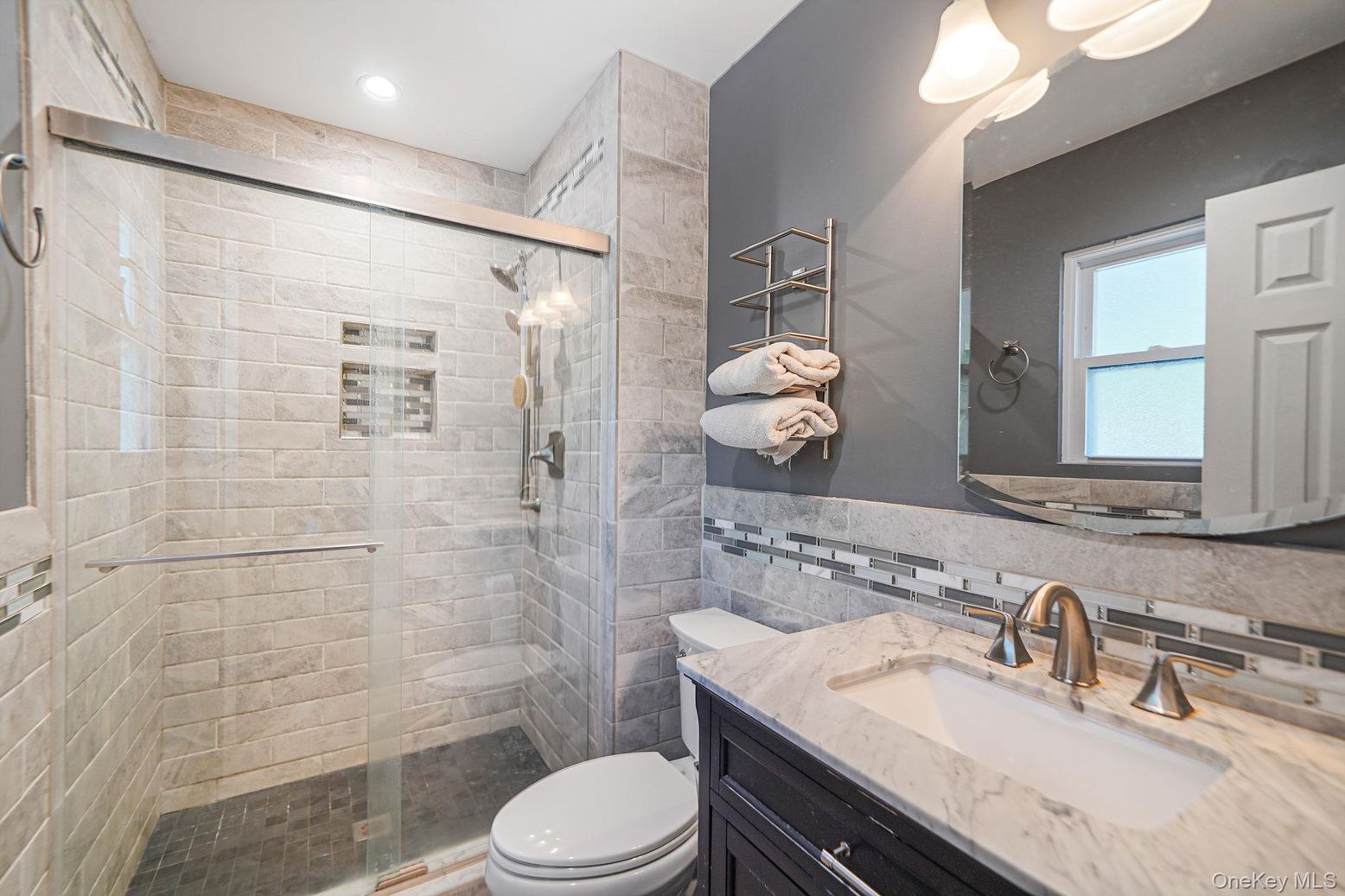 Bathroom, Glass Shower, Interior, Recessed Lighting