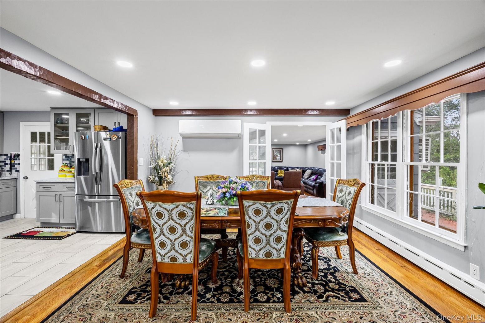 Dining room, Interior, Kitchen, Recessed Lighting, Stainless Steel Appliances, Wood Texture Flooring
