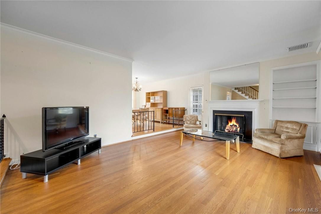 Chandelier, Fireplace, Interior, Living room, Wood Texture Flooring