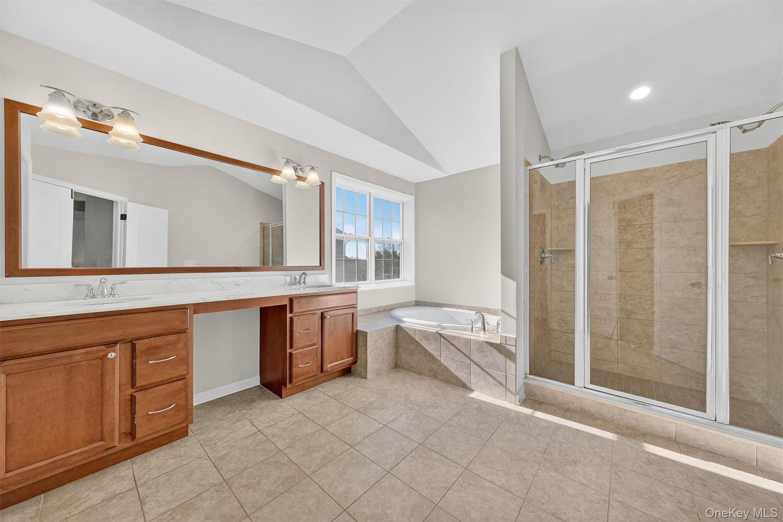 Bathroom, Dual Sink Vanities, Glass Shower, Interior, Recessed Lighting