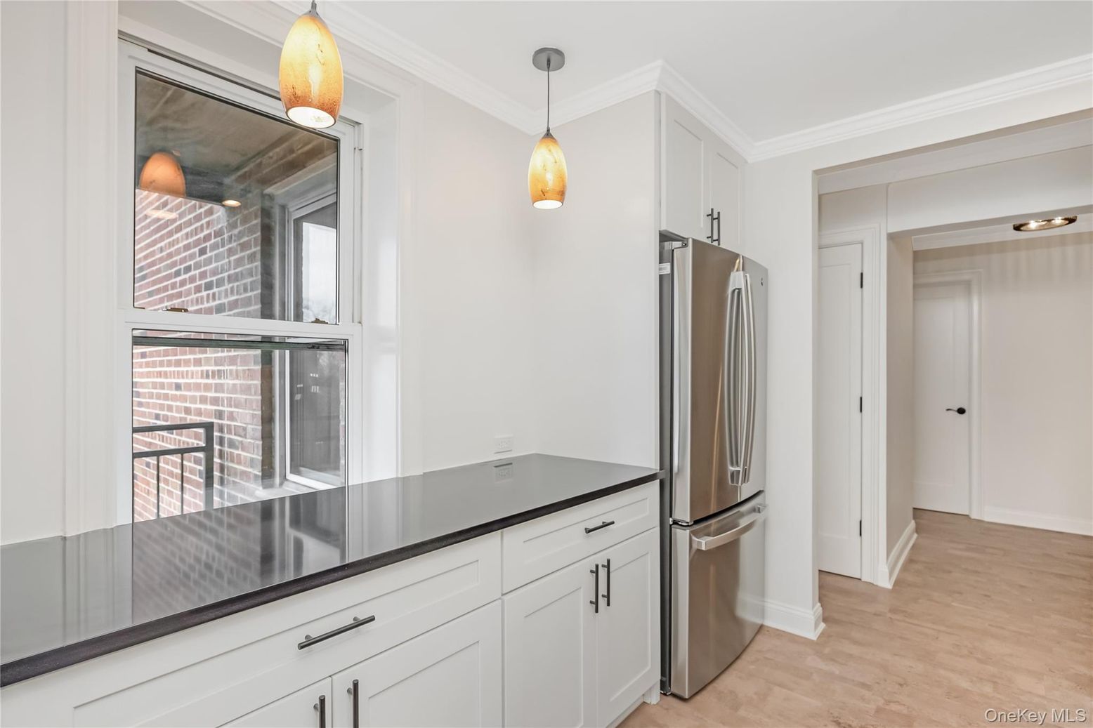 Interior, Kitchen, Pendant Lights, Stainless Steel Appliances, Wood Texture Flooring