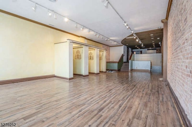 Empty room, Interior, Recessed Lighting, Stone Walls, Wood Texture Flooring
