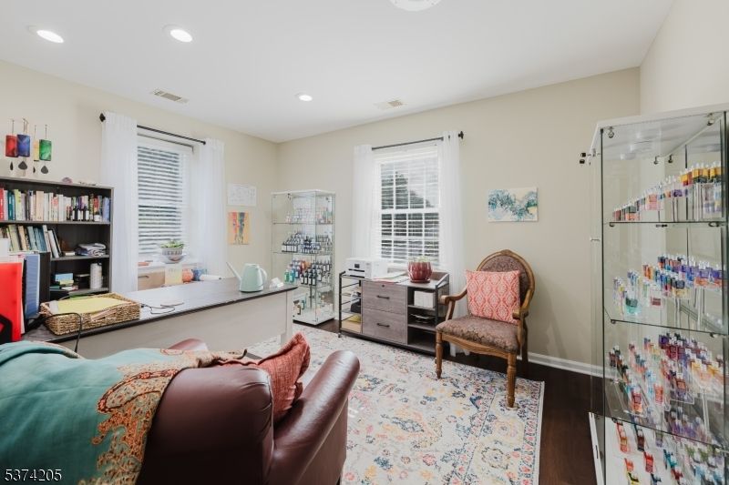 Home Office, Interior, Recessed Lighting, Wood Texture Flooring