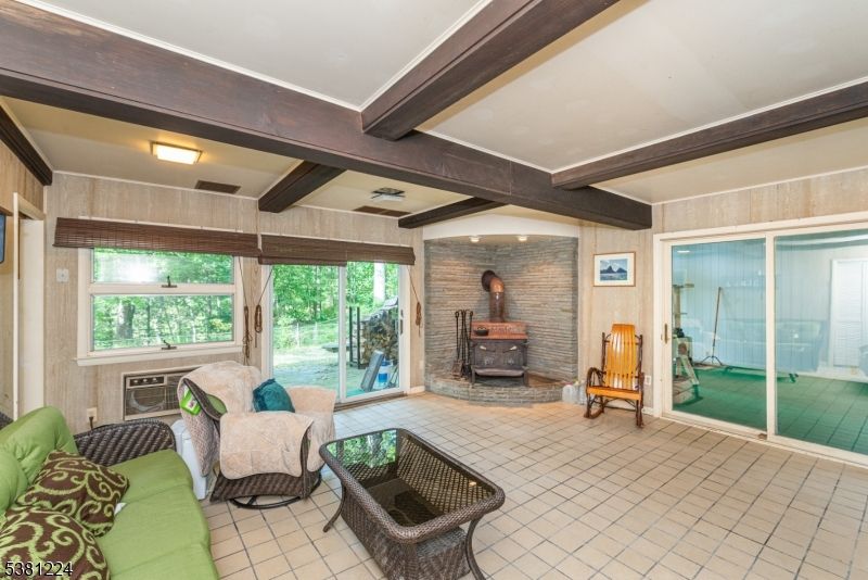 Fireplace, Interior, Living room, Stone Walls, Wooden Beams