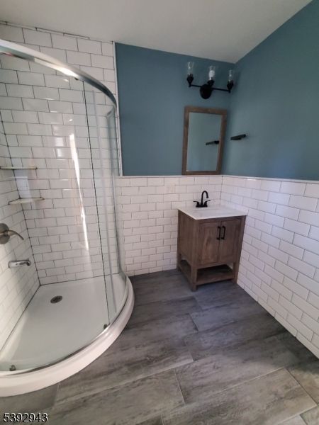 Bathroom, Glass Shower, Interior, Wood Texture Flooring