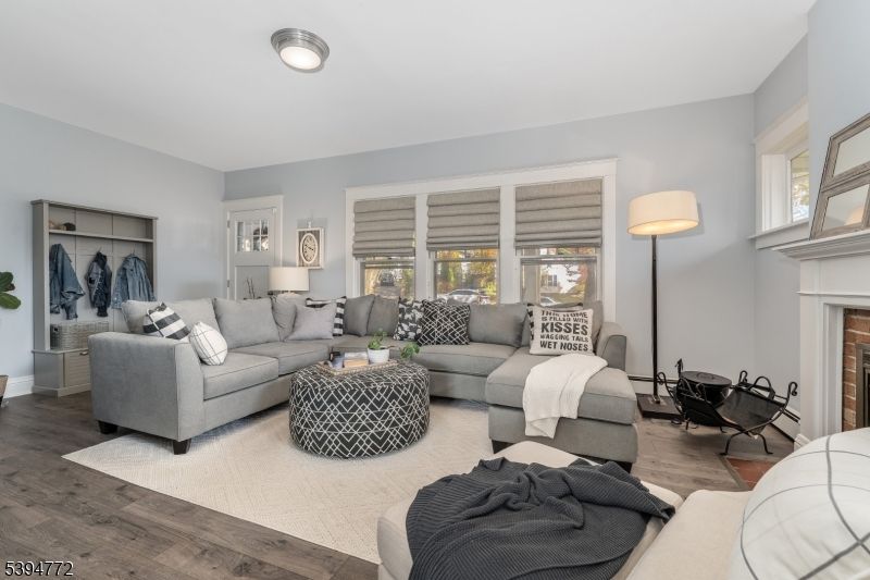 Dining room, Fireplace, Interior, Living room, Wood Texture Flooring