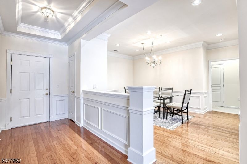 Chandelier, Dining room, Interior, Recessed Lighting, Wood Texture Flooring