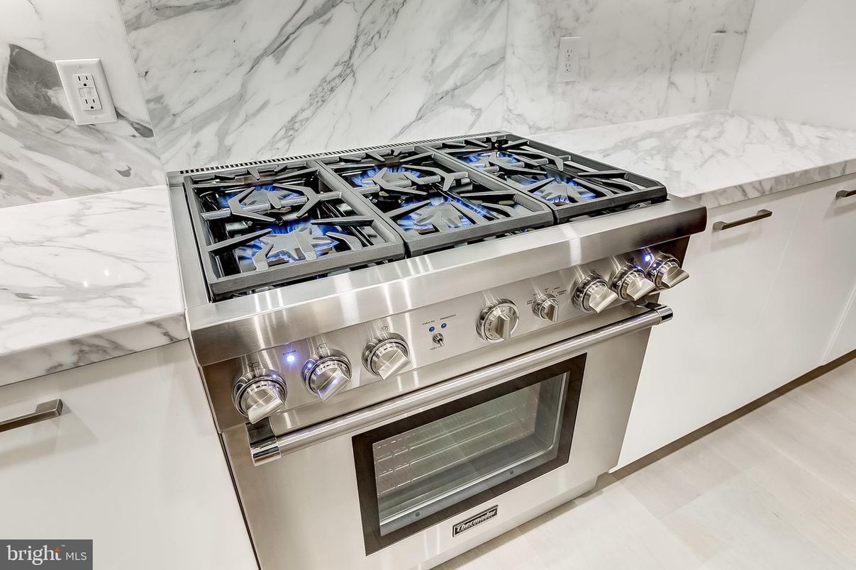 Interior, Kitchen, Marble Walls, Stainless Steel Appliances