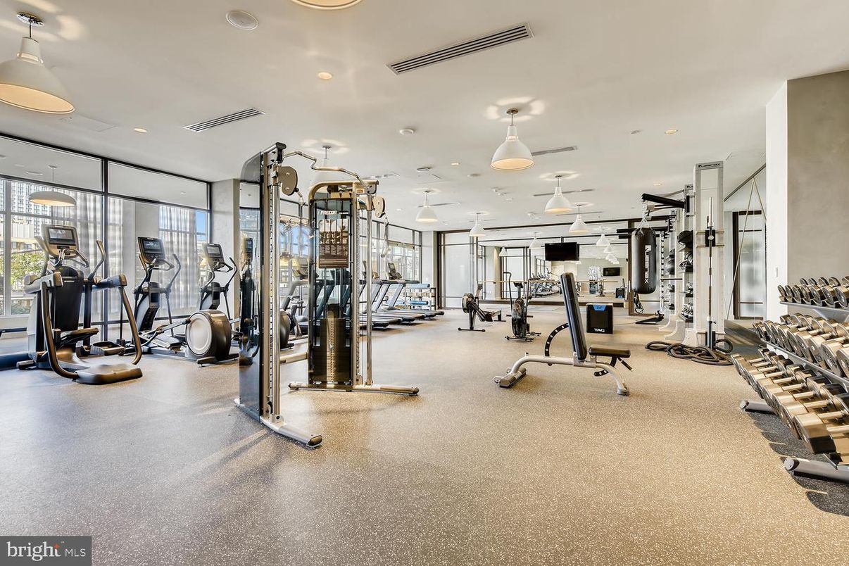 Fitness Equipment, Gym, Interior, Recessed Lighting