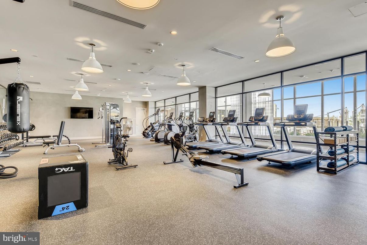 Fitness Equipment, Gym, Interior, Pendant Lights, Recessed Lighting