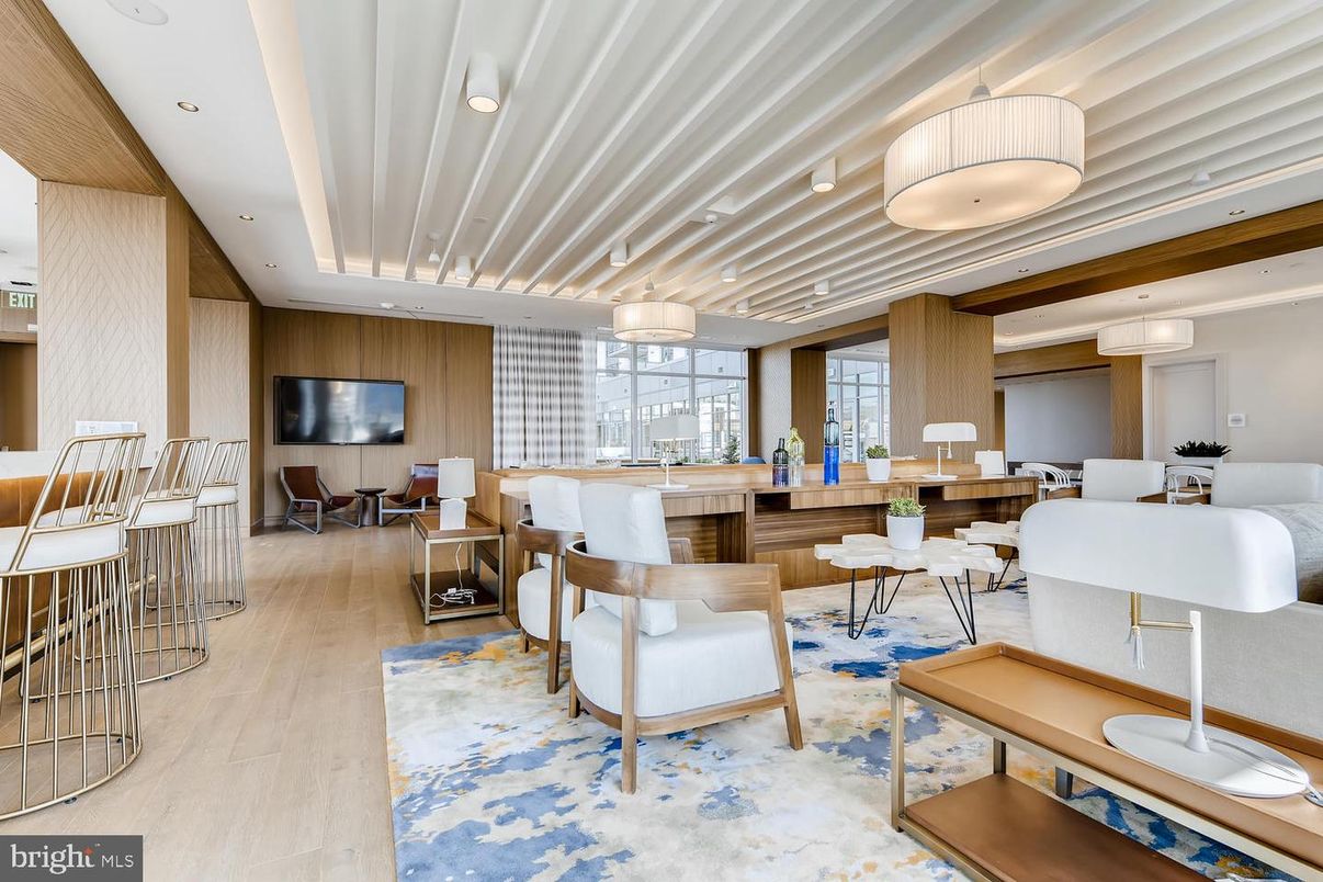 Dining room, Interior, Pendant Lights, Recessed Lighting, Wood Texture Flooring, Wooden Walls