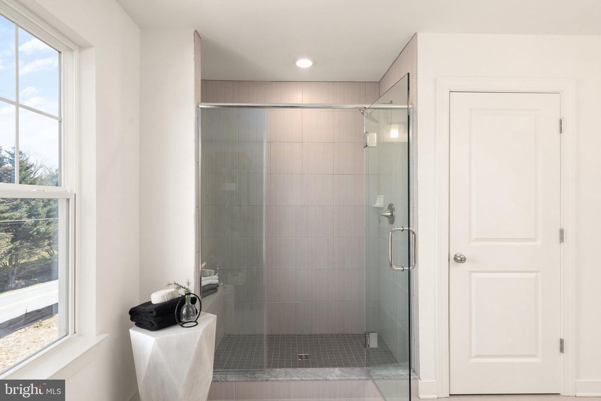 Bathroom, Glass Shower, Interior, Recessed Lighting