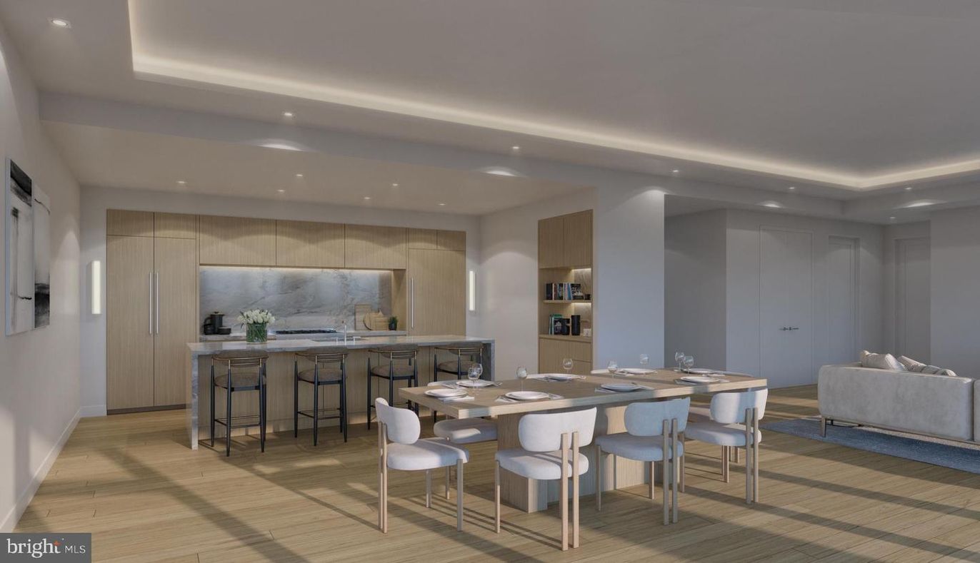 Dining room, Interior, Recessed Lighting, Wood Texture Flooring