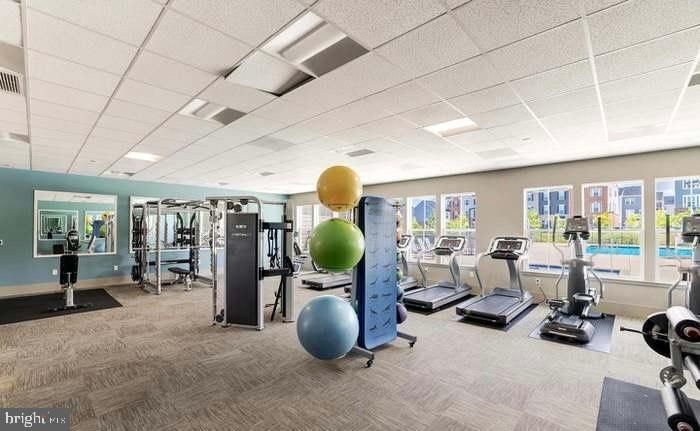 Fitness Equipment, Gym, Interior, Recessed Lighting