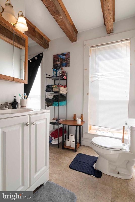 Bathroom, Interior, Wooden Beams