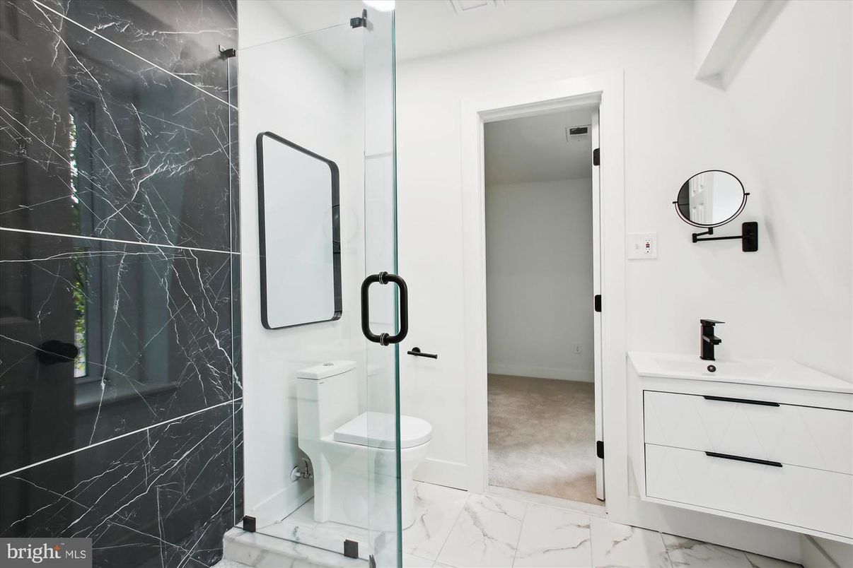 Bathroom, Glass Shower, Interior, Marble, Marble Walls