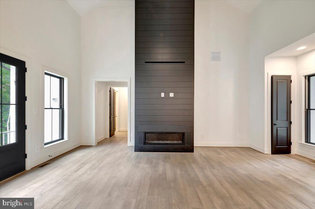 Fireplace, Interior, Recessed Lighting, Wood Texture Flooring