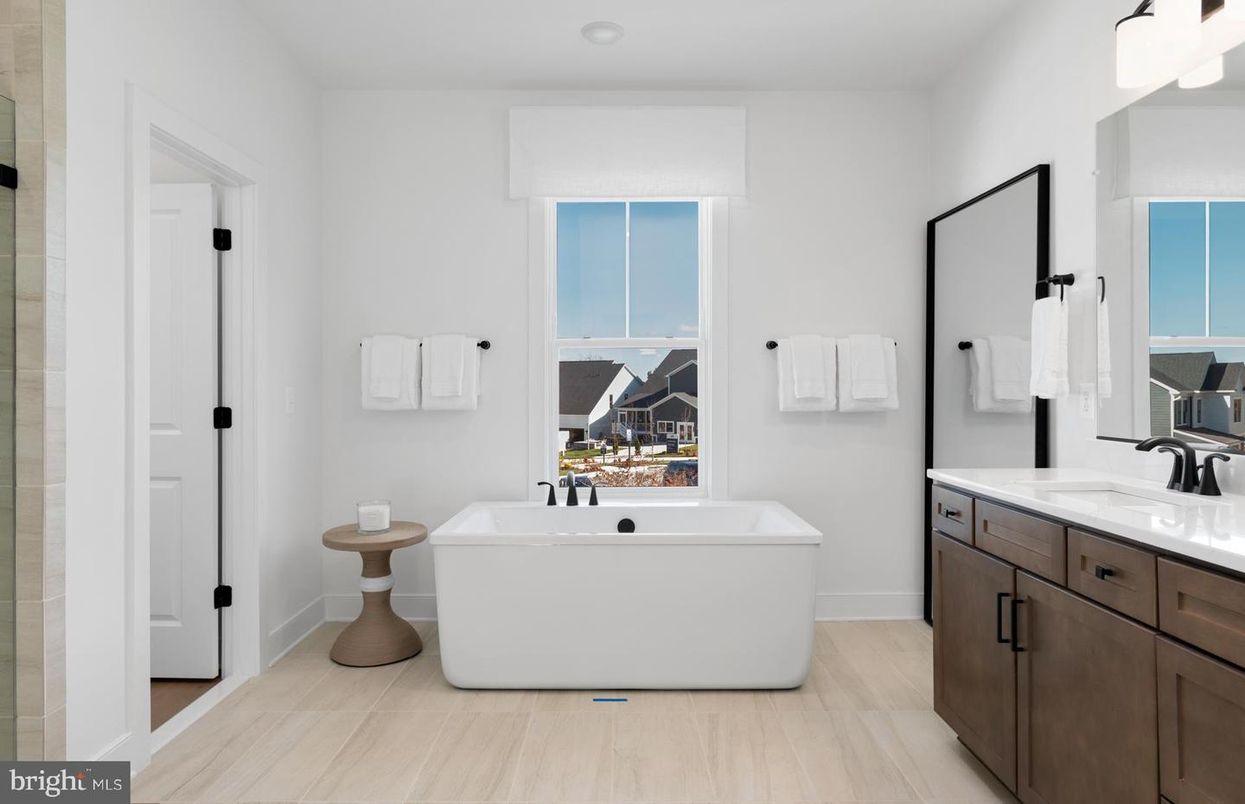 Bathroom, Dual Sink Vanities, Free Standing Baths, Interior, Wood Texture Flooring