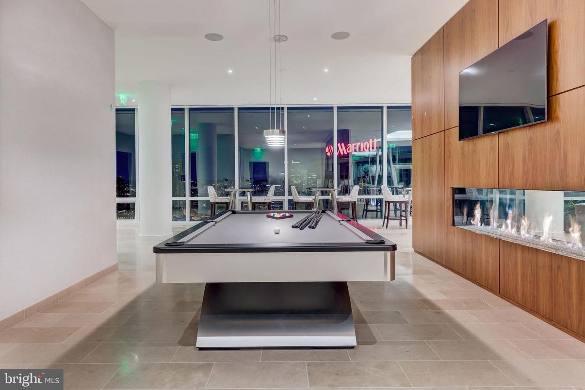Billiard Table, Game Room, Interior, Pendant Lights, Recessed Lighting, Wooden Walls