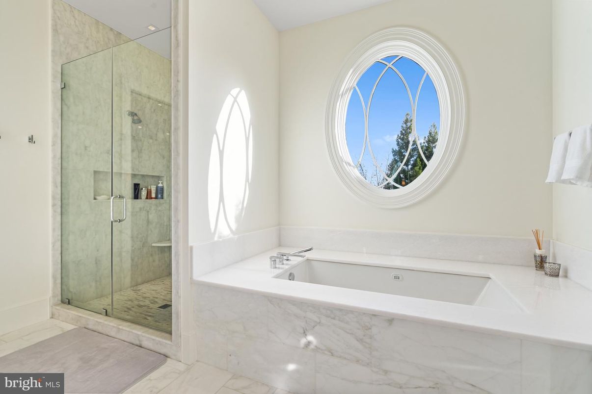 Bathroom, Glass Shower, Interior, Marble, Marble Walls