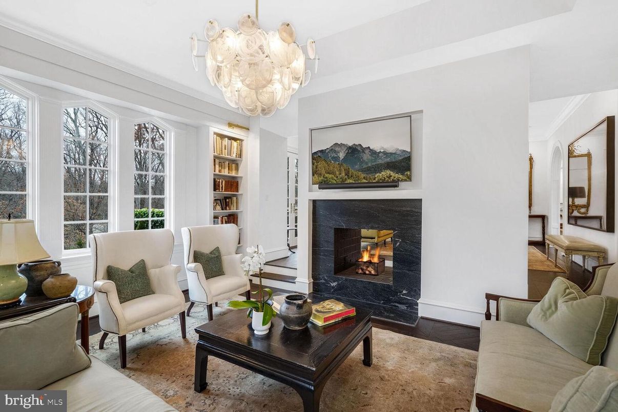 Chandelier, Fireplace, Interior, Living room, Wood Texture Flooring