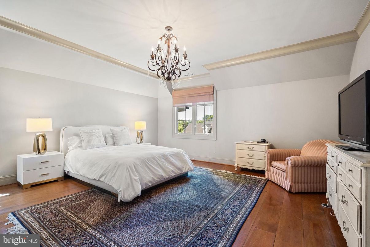 Bedroom, Chandelier, Interior, Wood Texture Flooring