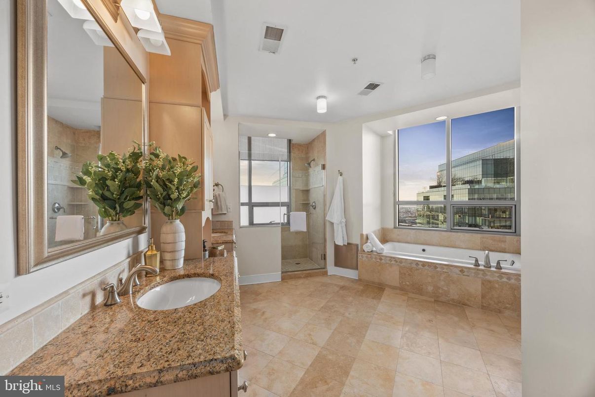 Bathroom, Dual Sink Vanities, Glass Shower, Interior, Recessed Lighting