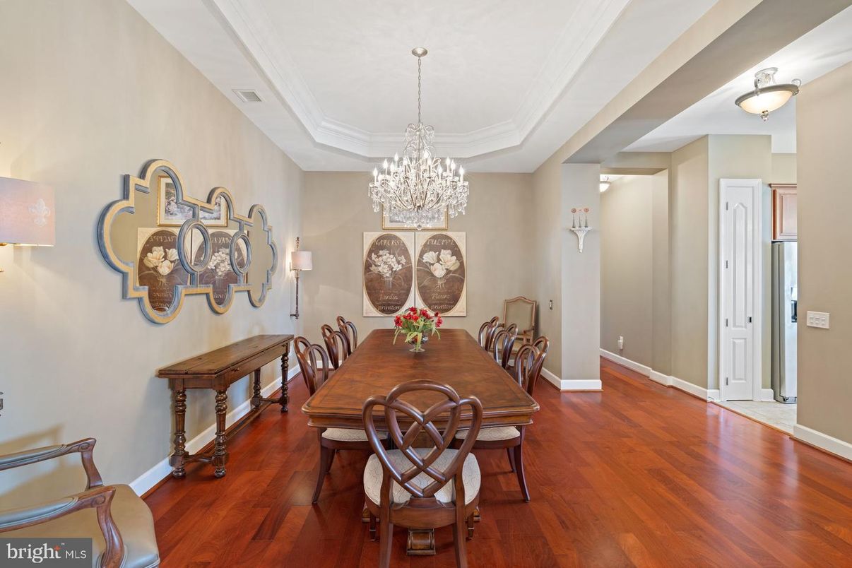 Chandelier, Dining room, Interior, Wood Texture Flooring