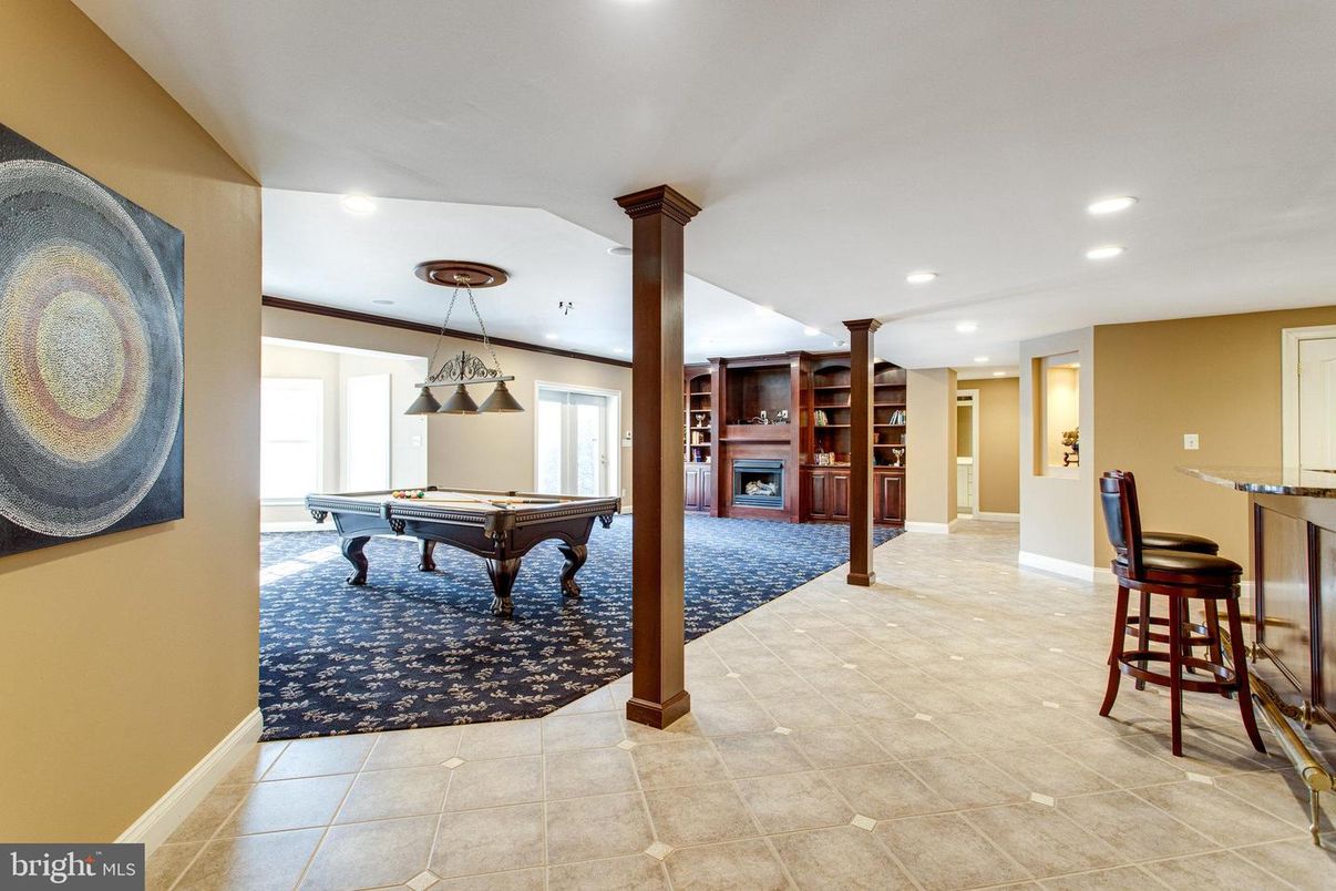 Billiard Table, Game Room, Interior, Pendant Lights, Recessed Lighting