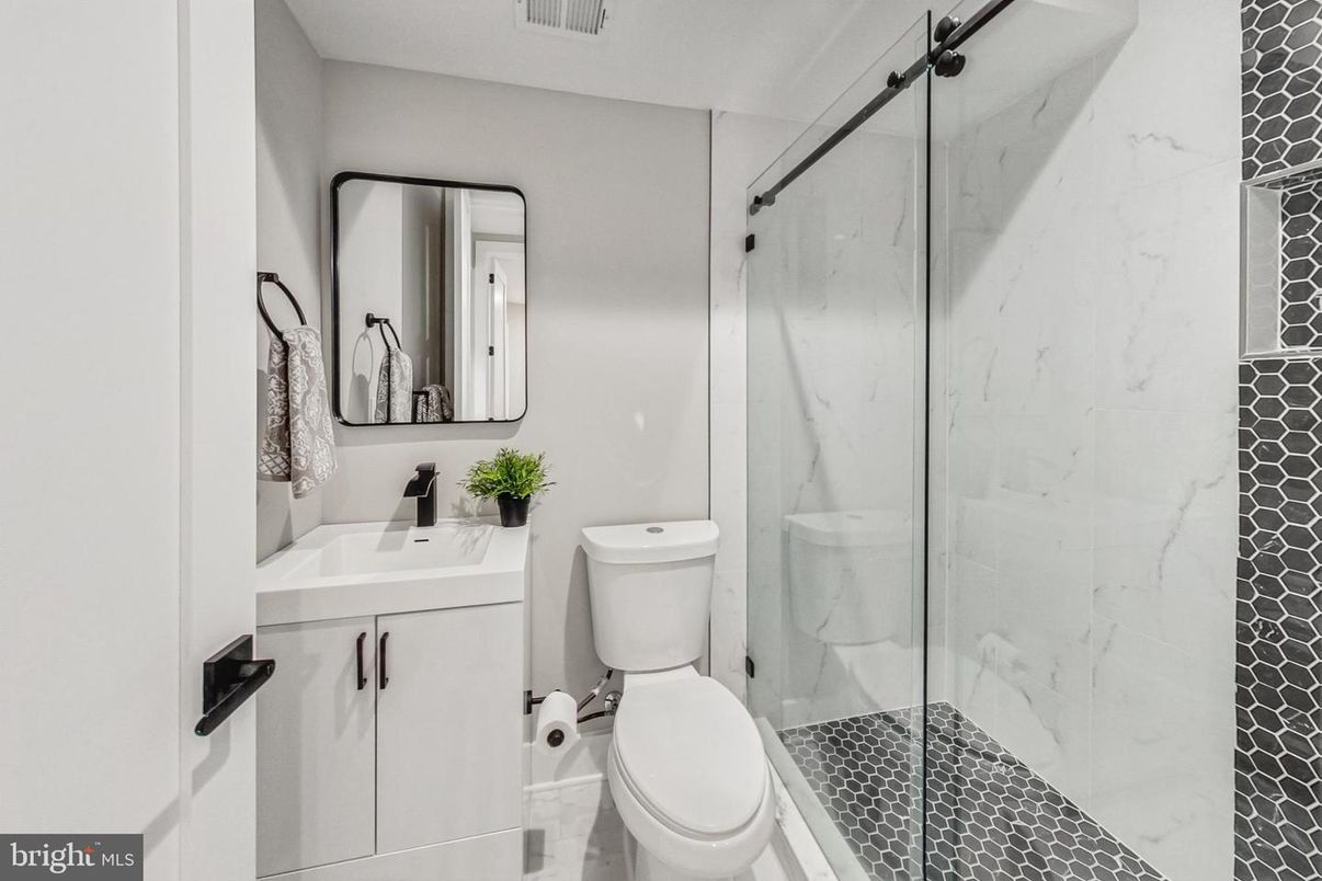 Bathroom, Glass Shower, Interior, Marble Walls