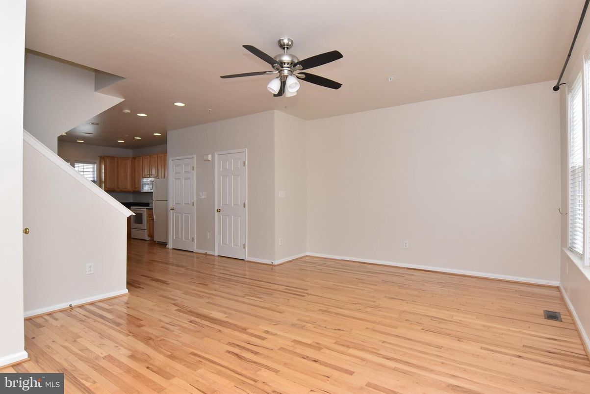 Empty room, Interior, Kitchen, Recessed Lighting, Wood Texture Flooring
