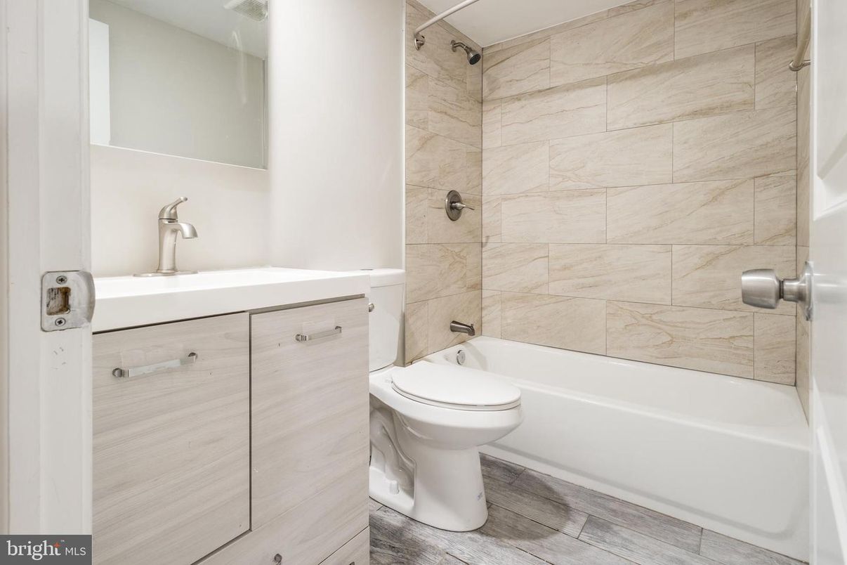 Bathroom, Interior, Marble Walls, Wood Texture Flooring