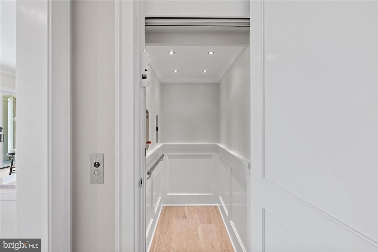 Elevator, Interior, Recessed Lighting, Wood Texture Flooring