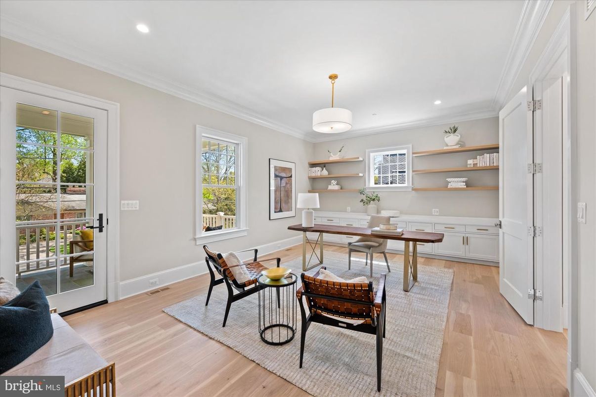 Home Office, Interior, Recessed Lighting, Wood Texture Flooring