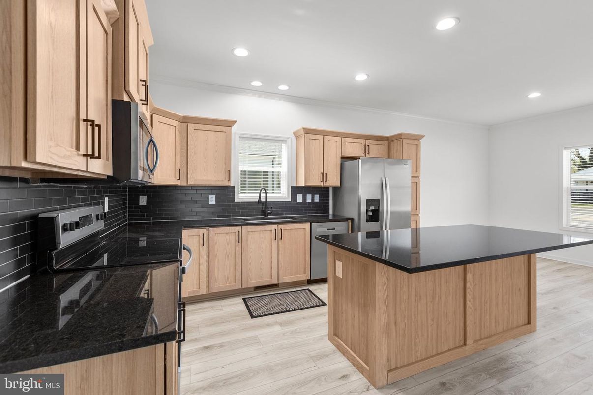 Interior, Kitchen, Recessed Lighting, Wood Texture Flooring