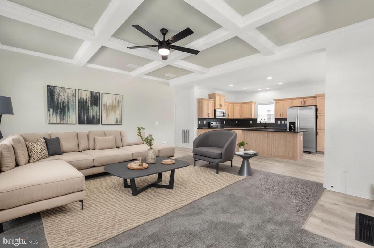 Interior, Kitchen, Living room, Recessed Lighting, Stainless Steel Appliances, Wood Texture Flooring