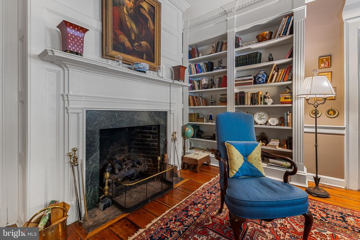 Fireplace, Home Office, Interior, Wood Texture Flooring
