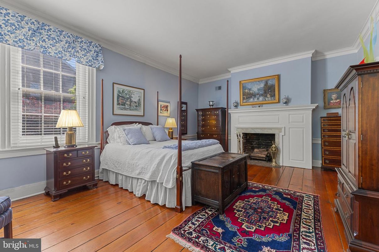 Bedroom, Fireplace, Interior, Wood Texture Flooring